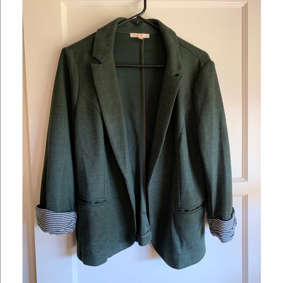 Skies Are Blue Jackets & Blazers - Skies are Blue Dark Green Blazer
